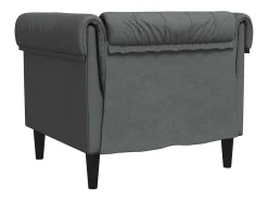 Sillón Chesterfield de tela gris oscuro