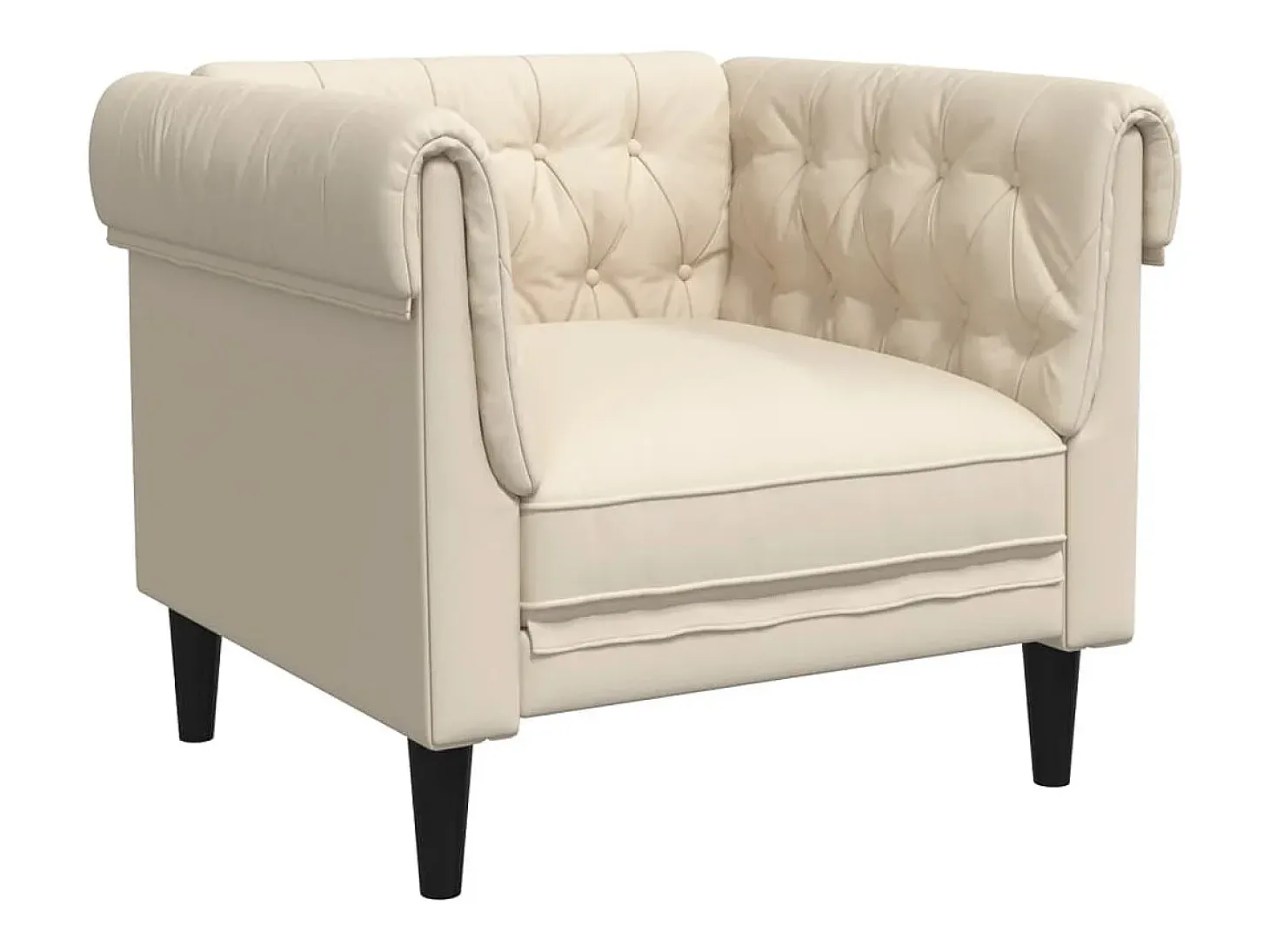 Sillón Chesterfield de tela crema