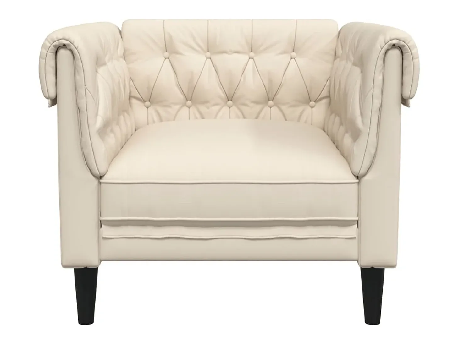 Sillón Chesterfield de tela crema