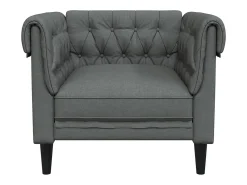 Sillón Chesterfield de tela gris oscuro