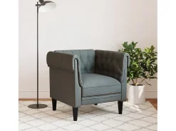 Sillón Chesterfield de tela gris oscuro