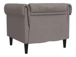 Sillón Chesterfield de tela gris taupé