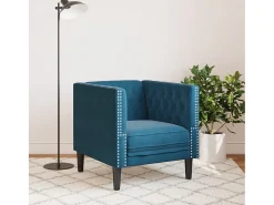 Sillón Chesterfield de terciopelo azul
