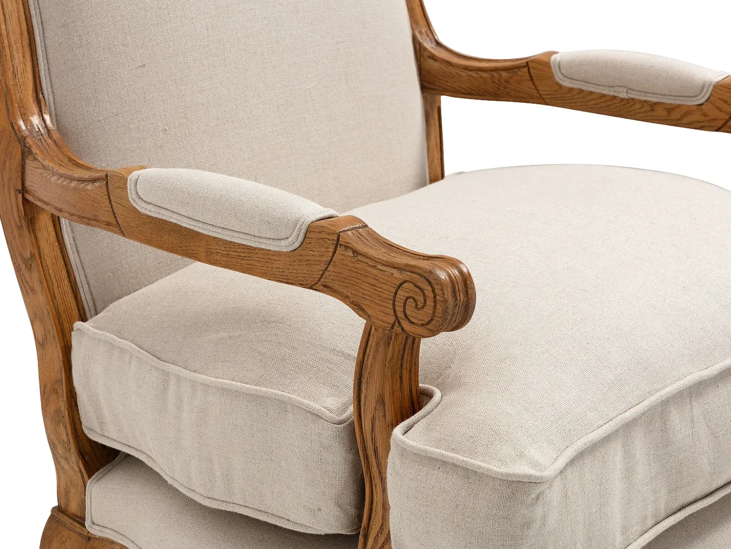 Sillón clásico de tela de lino en color beige MAHAUX