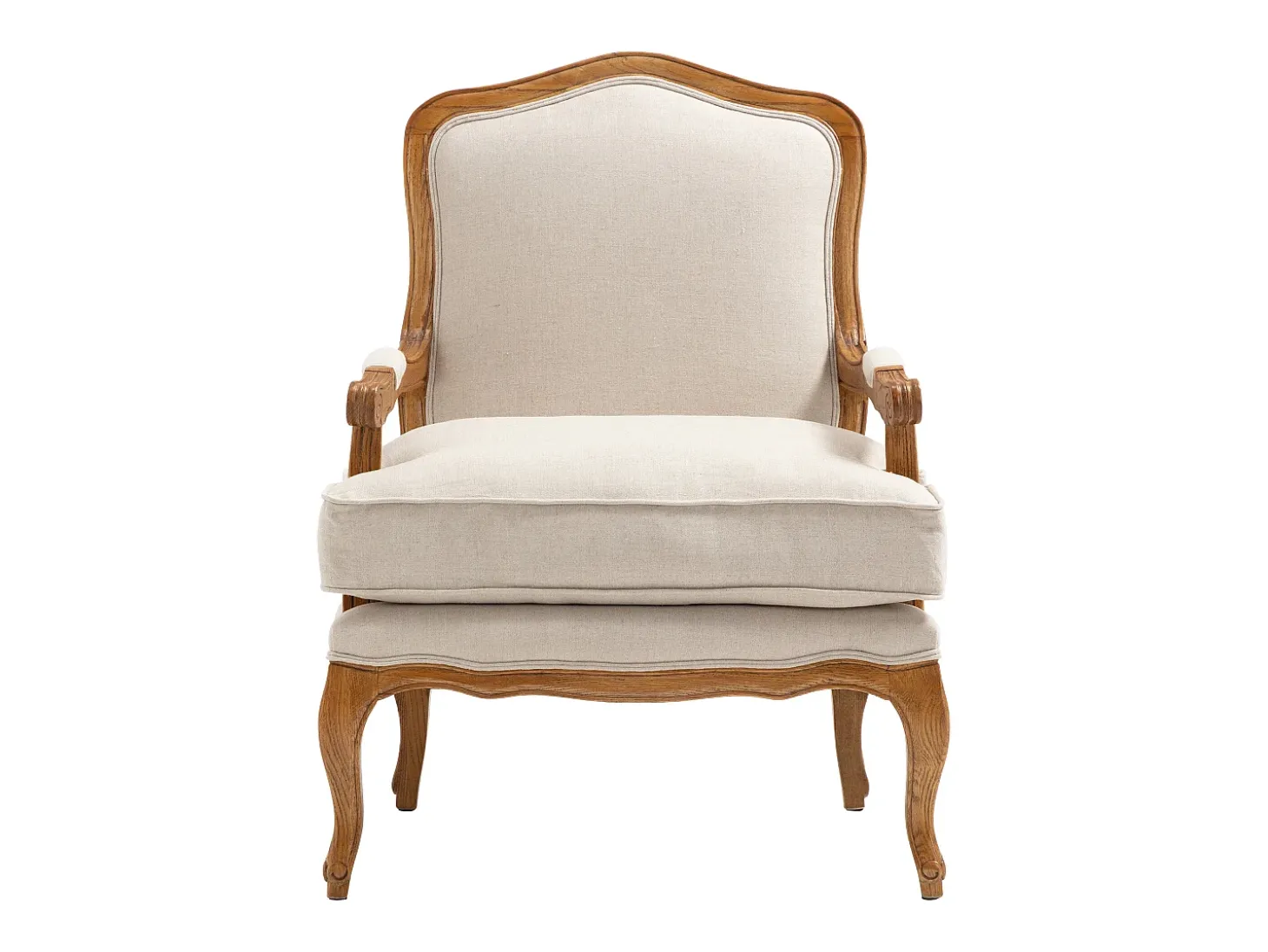 Sillón clásico de tela de lino en color beige MAHAUX