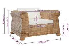 Sillón con cojines ratán natural
