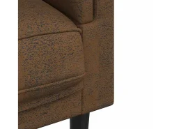 Sillón con cojín de cuero sintético de ante marrón