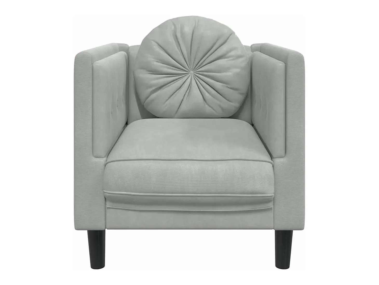 Sillón con cojín de terciopelo gris claro