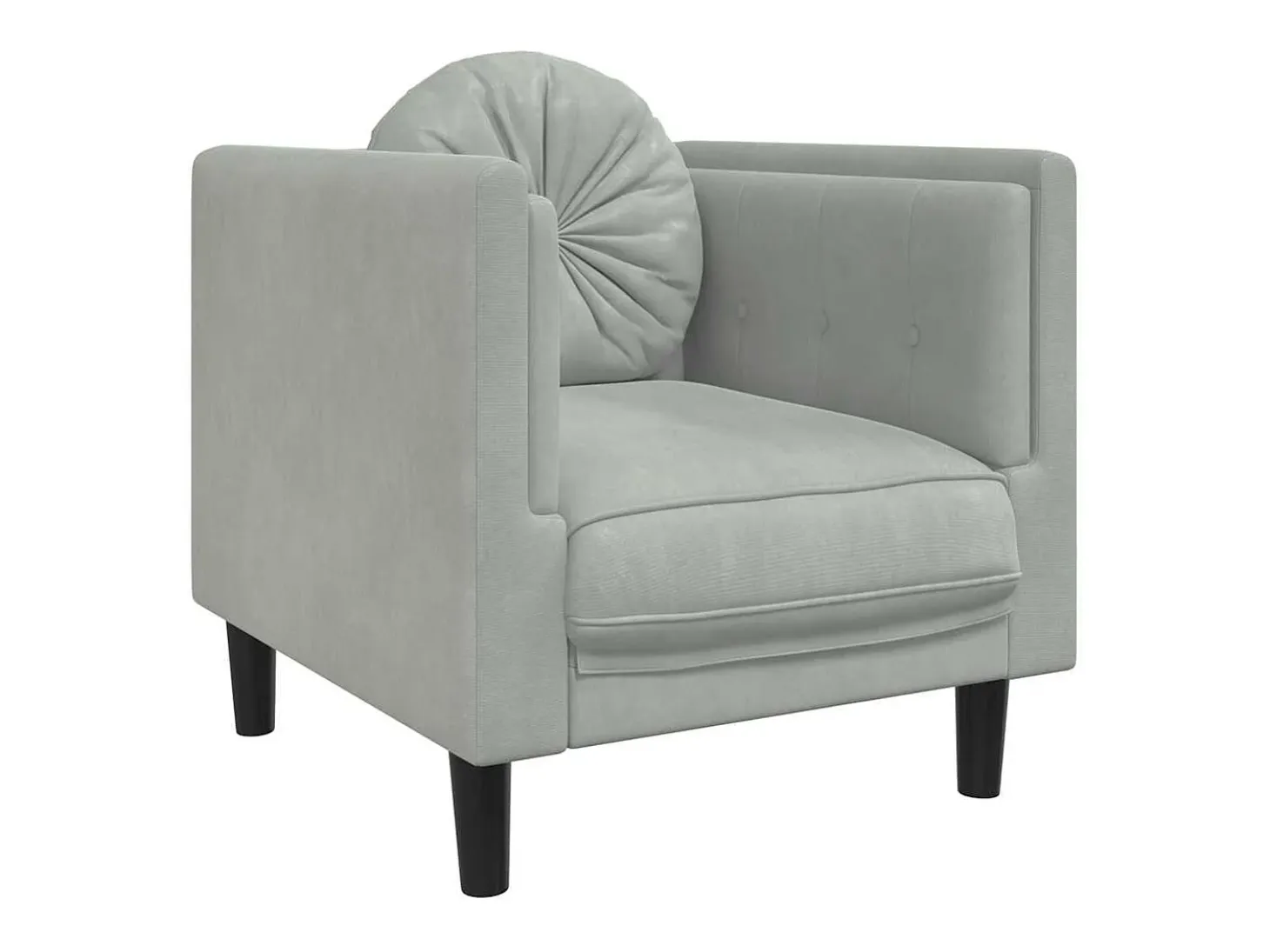 Sillón con cojín de terciopelo gris claro