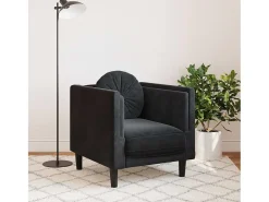 Sillón con cojín de terciopelo negro