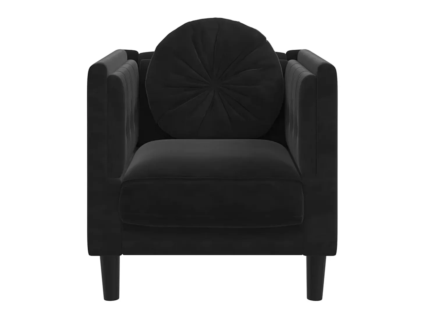 Sillón con cojín de terciopelo negro