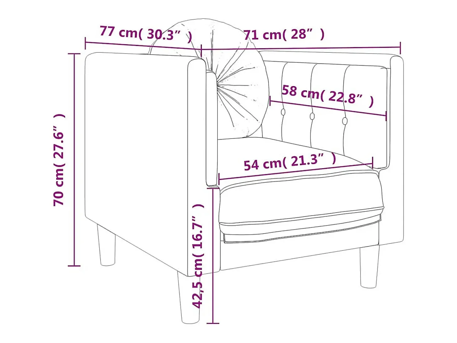Sillón con cojín terciopelo rosa