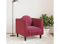 Sillón con cojín terciopelo rojo tinto