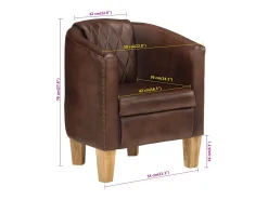 Sillón con diseño de cubo cuero auténtico marrón oscuro