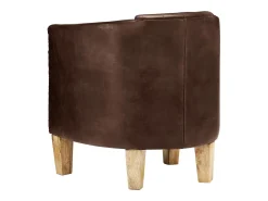 Sillón con diseño de cubo cuero auténtico marrón oscuro
