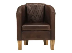 Sillón con diseño de cubo cuero auténtico marrón oscuro