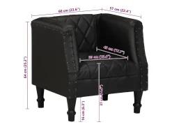 Sillón con diseño de cubo cuero de cabra auténtico negro