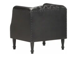 Sillón con diseño de cubo cuero de cabra auténtico negro