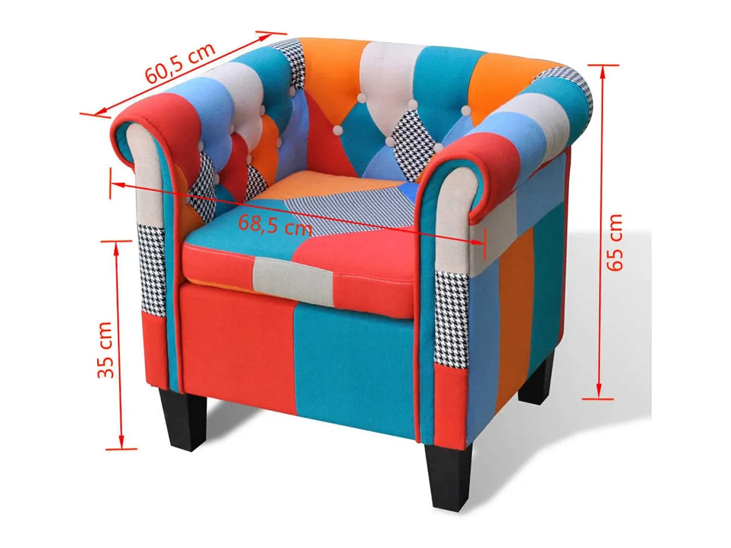 Sillón con diseño de retales de tela Patchwork