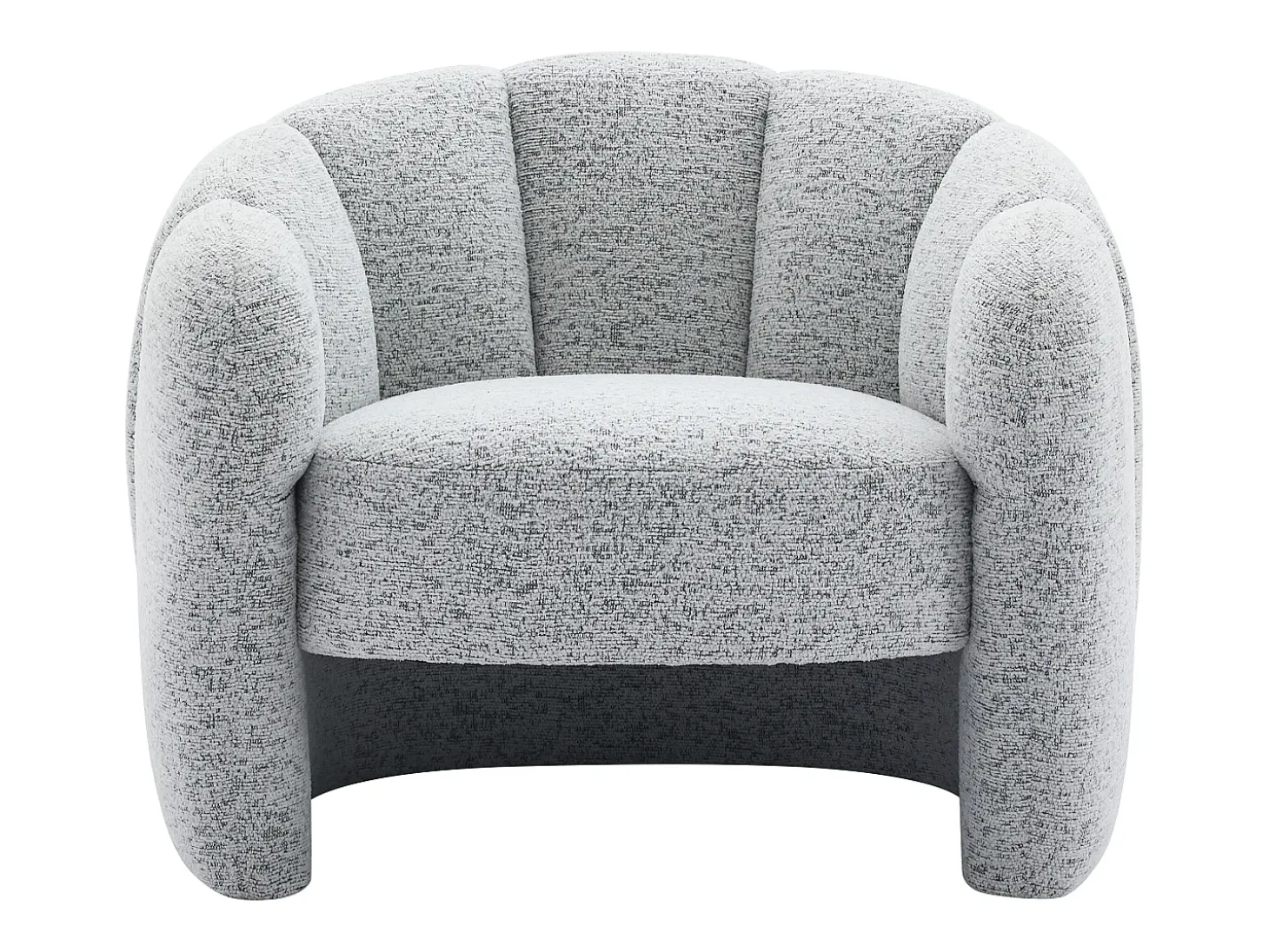 Sillón con forma de concha en chenilla color gris DELIPO