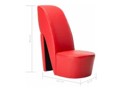 Sillón con forma de zapato de tacón cuero sintético rojo