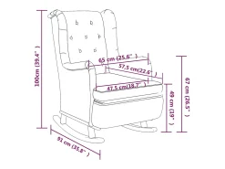 Sillón con patas mecedoras y taburete de tela gris claro