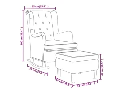 Sillón con patas mecedoras y taburete de tela gris claro