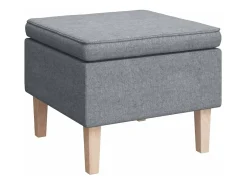 Sillón con patas mecedoras y taburete de tela gris claro