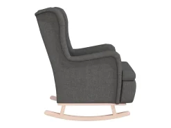 Sillón con patas mecedoras madera de caucho tela gris oscuro