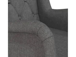 Sillón con patas mecedoras madera de caucho tela gris oscuro