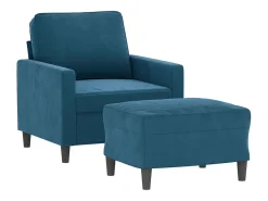 Sillón con reposapiés Azul 60 cm Terciopelo
