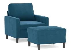 Sillón con reposapiés Azul 60 cm Terciopelo
