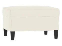 Sillón con reposapiés Crema 60 cm Terciopelo