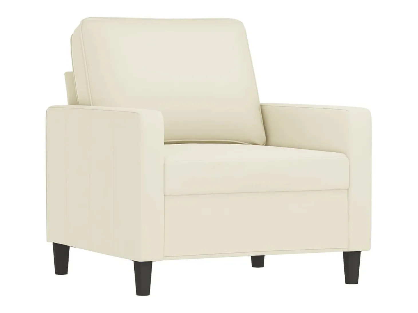 Sillón con reposapiés Crema 60 cm Terciopelo