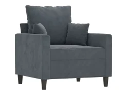 Sillón con reposapiés Gris oscuro 60 cm Terciopelo