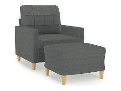 Sillón con reposapiés Gris oscuro 60 cm Tela