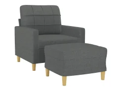 Sillón con reposapiés Gris oscuro 60 cm Tela
