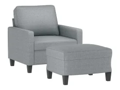 Sillón con reposapiés Gris claro 60 cm Tela