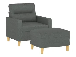 Sillón con reposapiés Gris oscuro 60 cm Tela