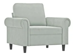 Sillón con reposapiés Gris claro 60 cm Terciopelo