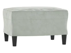 Sillón con reposapiés Gris claro 60 cm Terciopelo