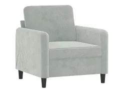 Sillón con reposapiés Gris claro 60 cm Terciopelo