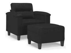 Sillón con reposapiés Negro 60 cm Piel sintética