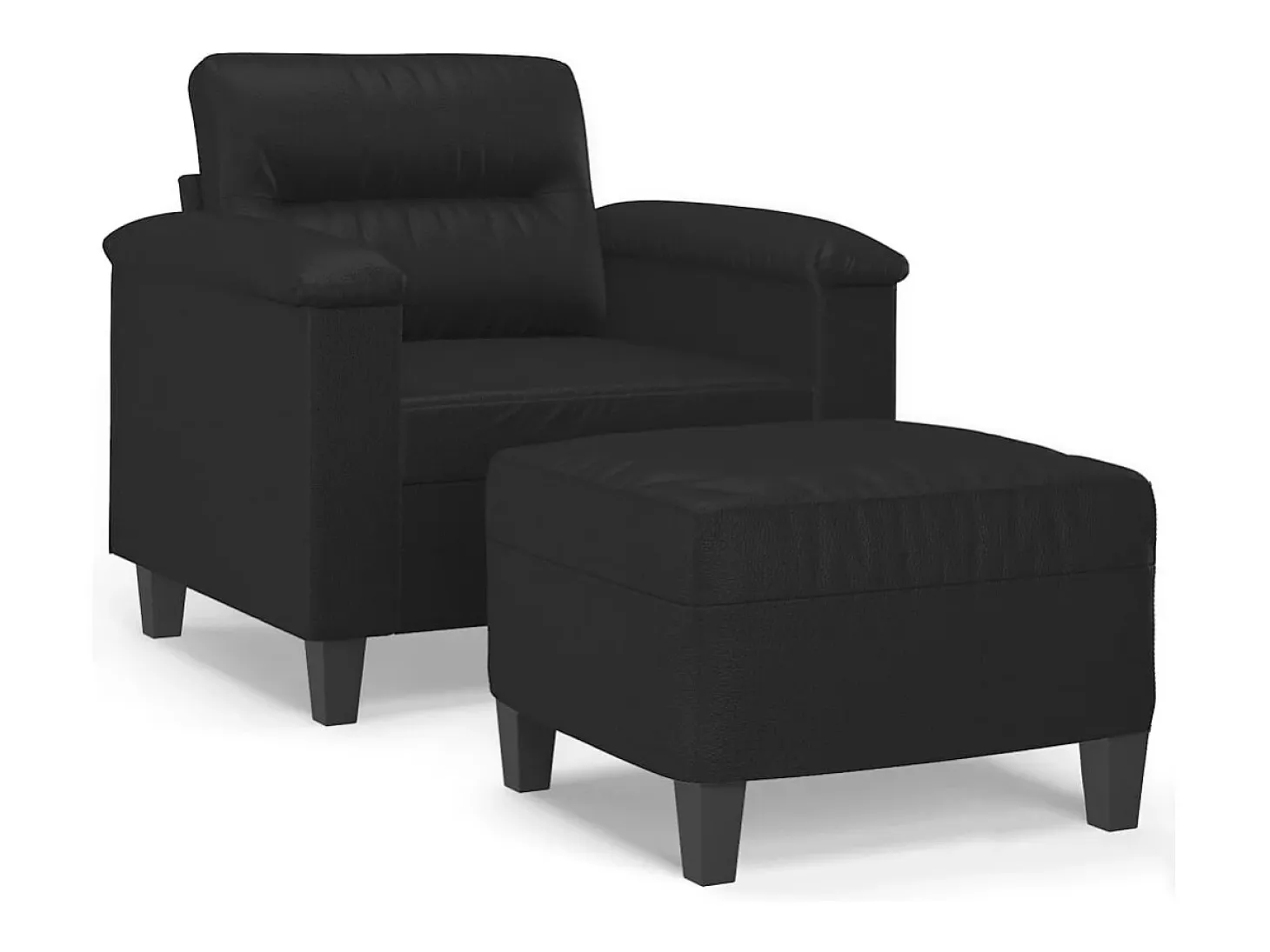 Sillón con reposapiés Negro 60 cm Piel sintética