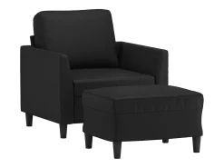 Sillón con reposapiés Negro 60 cm Piel sintética