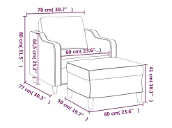 Sillón con reposapiés Tejido Crema 60 cm