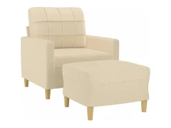 Sillón con reposapiés Tejido Crema 60 cm