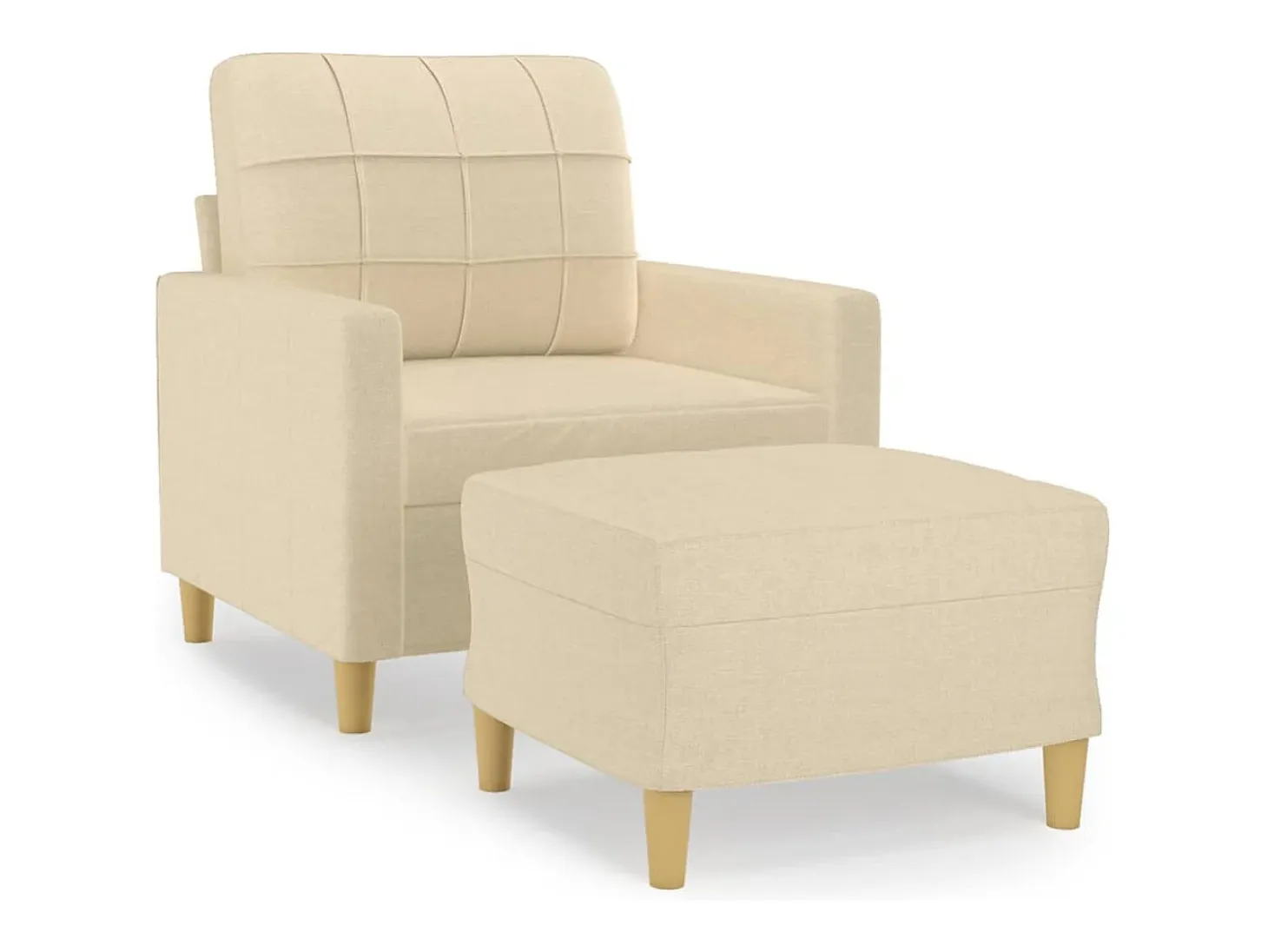 Sillón con reposapiés Tejido Crema 60 cm