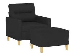 Sillón con reposapiés Tela Negro 60 cm