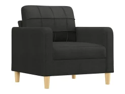 Sillón con reposapiés Tela Negro 60 cm